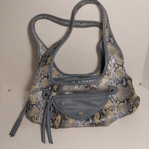 Simply Vera Blue Gray Faux Snake Hobo Shoulder Purse Handbag RIPPED LINING